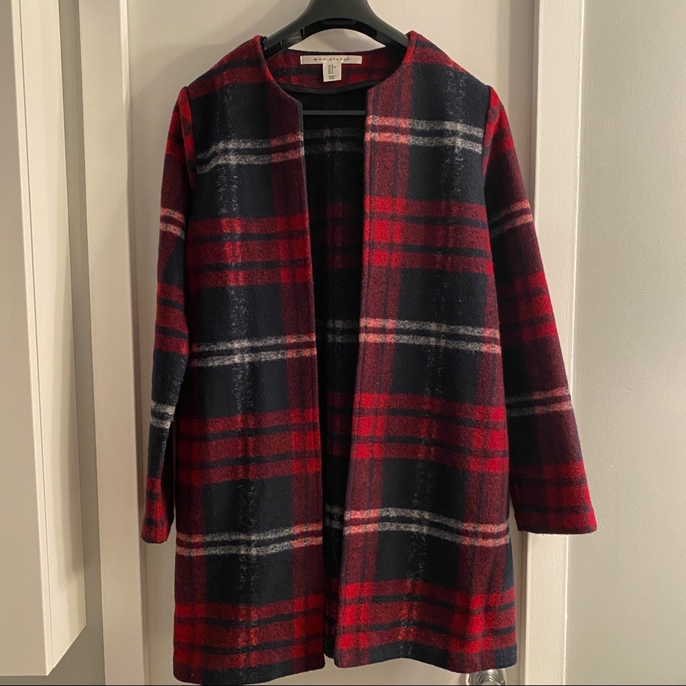 Max Studio Plaid Sweater Jacket